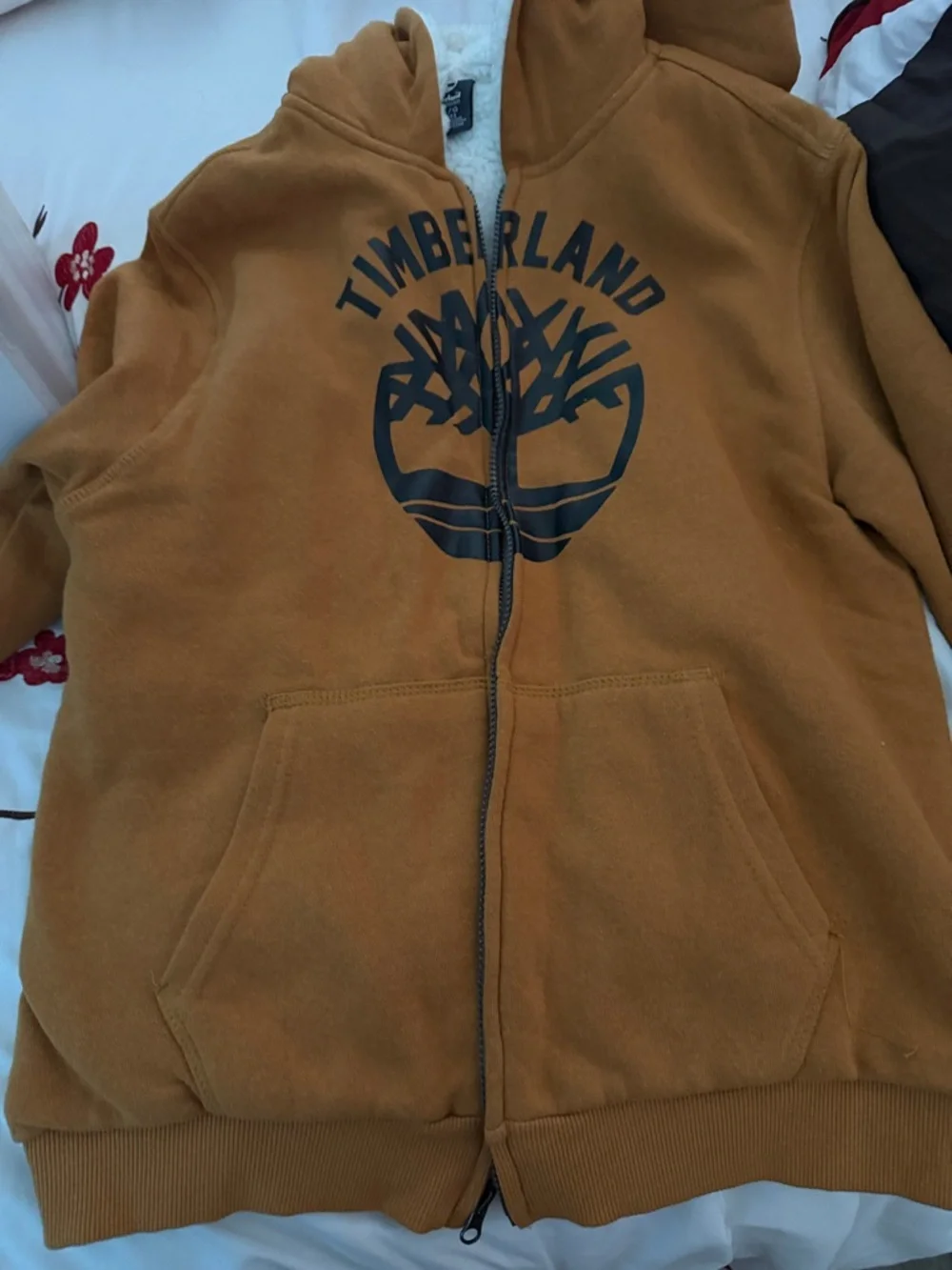 Timberland Cream Sherpa Jacket with Light Peach Detail